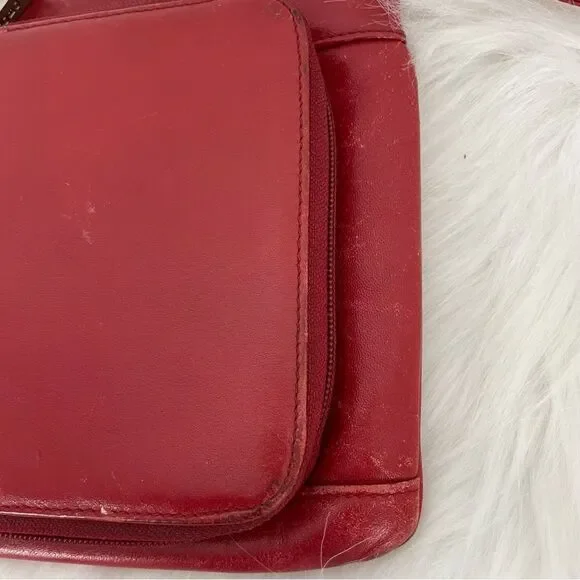 HOBO International Purse Red Leather Crossbody Bag Travel Pockets Roomy - Picture 5 of 10